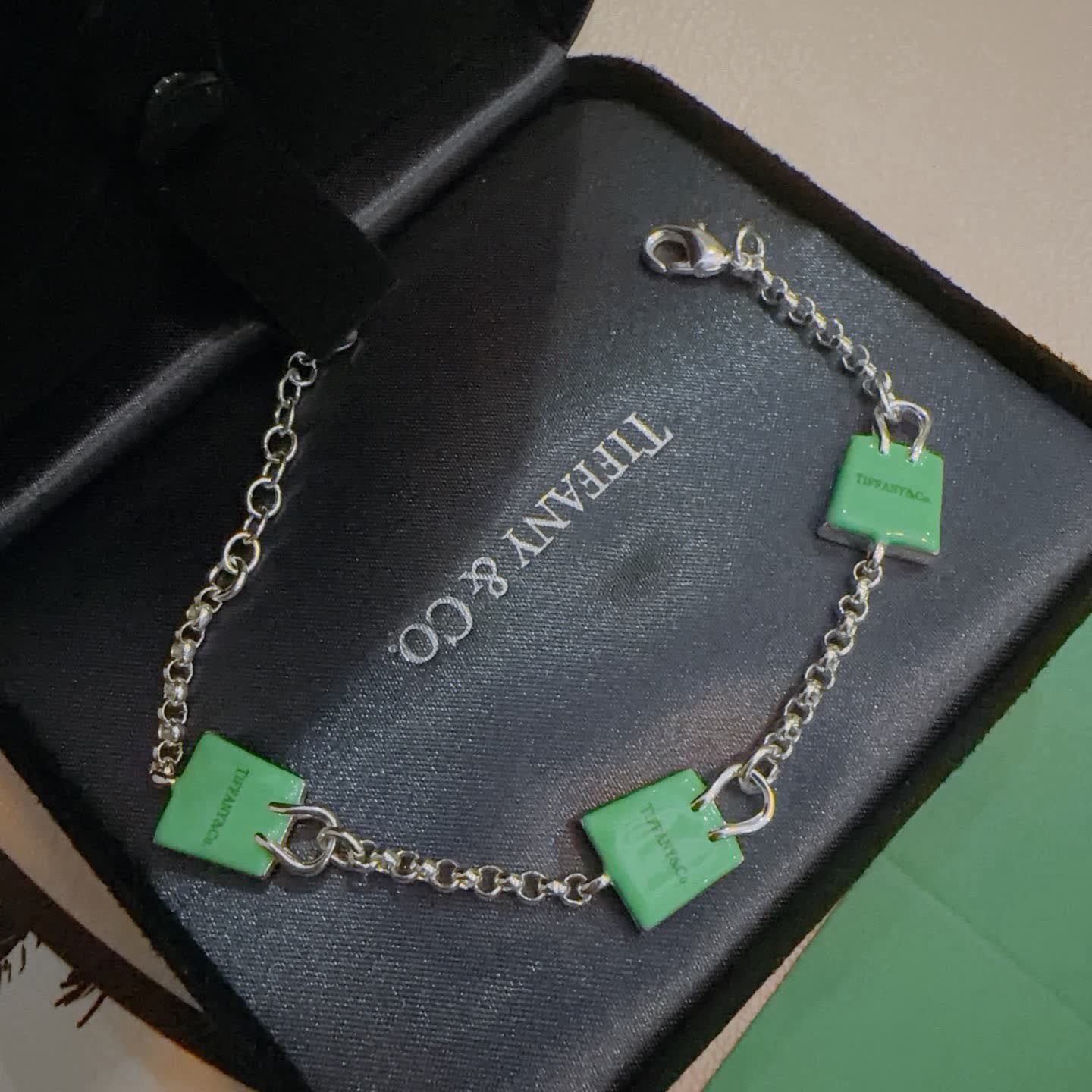Tiffany & Co. Green Enamel Link Bracelet